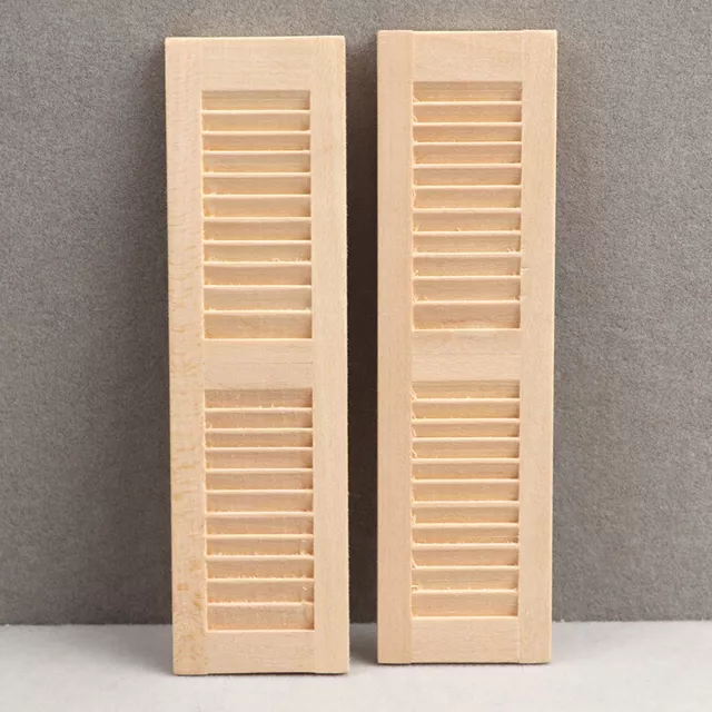 1Pair Dollhouse Miniature 1:12 Scale Windows Unpainted Wooden Villa Accessories