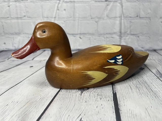 Vintage Hand Painted Wooden Duck Decoy By Coaster Company of America