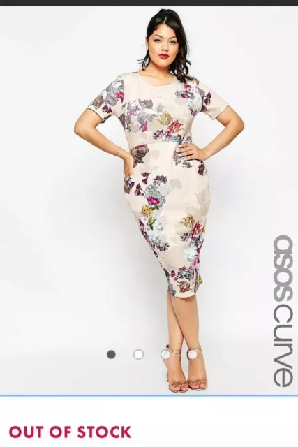 Asos Curve Floral Dress Plus Size 20 Pink Short Sleeve BNWT
