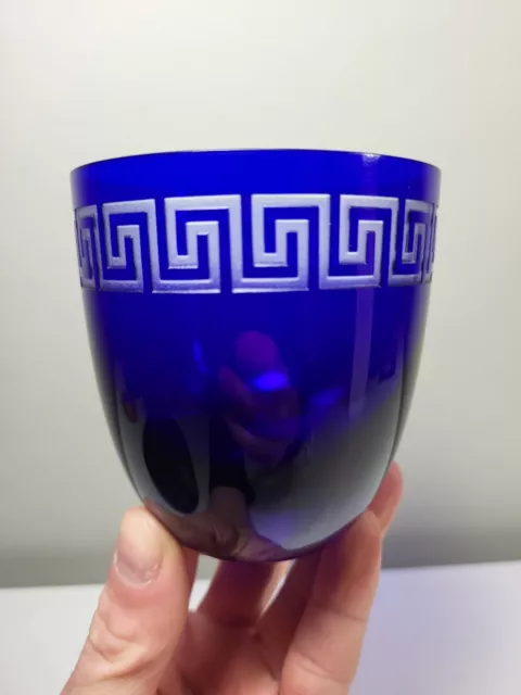 Rare Versace Glass Whiskey Water Wine Cobalt Blue Rosenthal Glass Cup Greek