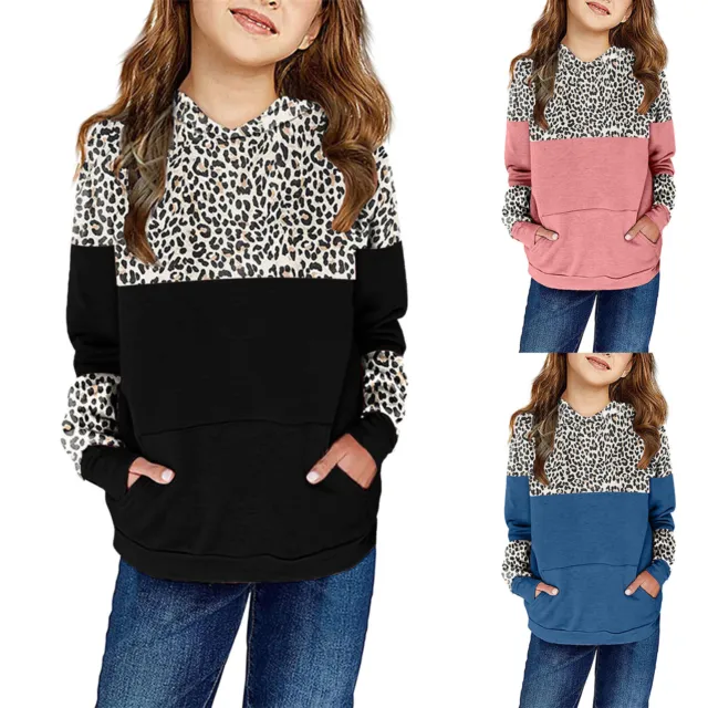 Toddler Boys Girls Pullover Fleece Sweatshirt Children's Leopard Teenage Hoodie