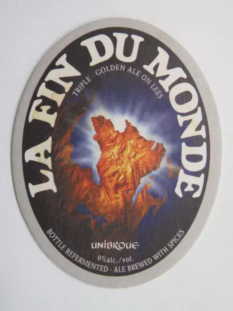 Beer Brewery Coaster ~ UNIBROUE La Fin Du Monde Ale ~ Chambly, Quebec, CANADA