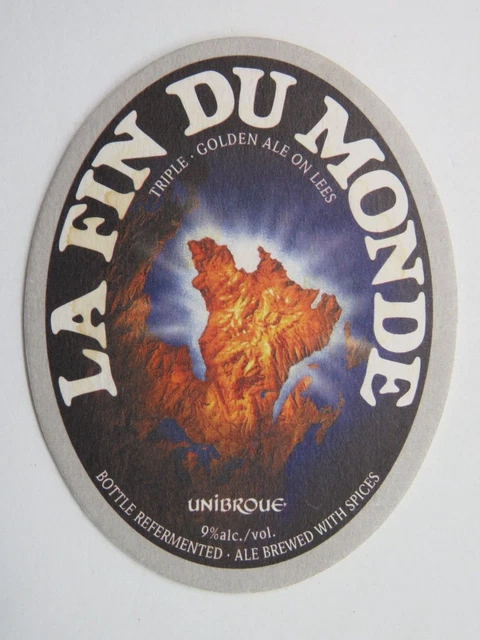 Beer Brewery Coaster ~ UNIBROUE La Fin Du Monde Ale ~ Chambly, Quebec, CANADA