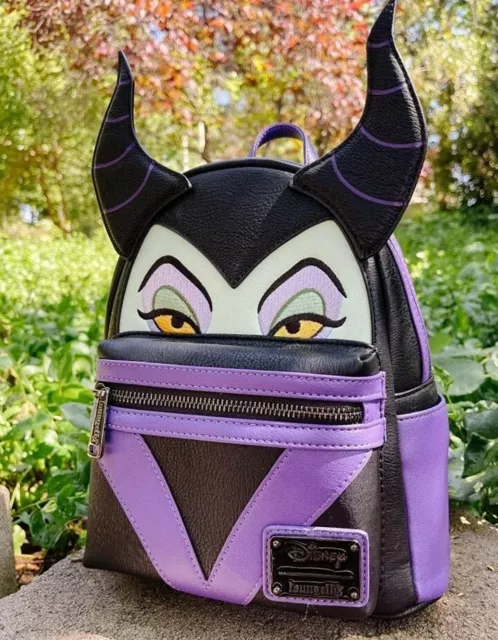 Loungefly Disney Maleficent Faux Leather Cosplay Double Strap MINI backpack RARE