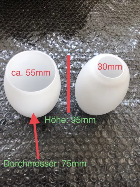 Lampenschirm E14 Ersatzglas Weiß Glas Schirm Ersatzschirm Ø75x95mm DxH Loch 30mm