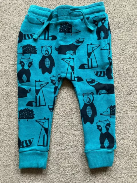 BNWT NEXT Teal Woodland Animal Joggers Jogging Bottoms 12-18 Months