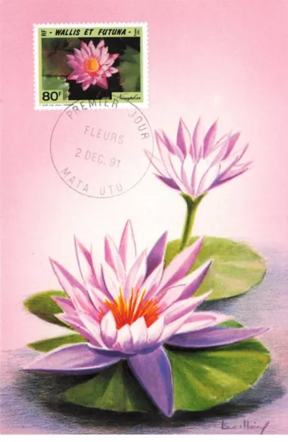 Karte Maximum #23602 Wallis Und Futuna Mata Utu 1991 Seerose Blumen