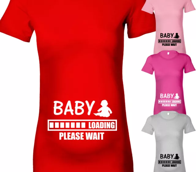 Womens Baby Loading Maternity Tshirt Pregnancy T Shirt Top Baby Shower Gift