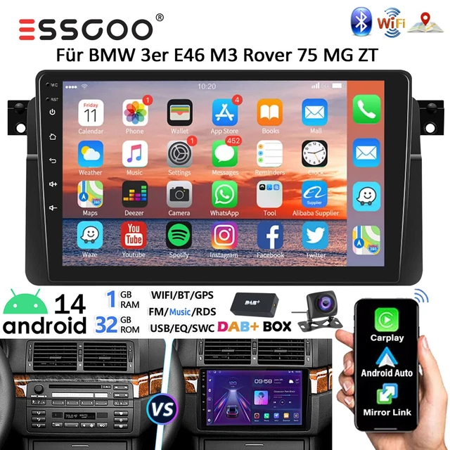 Android 14 Carplay Autoradio GPS Navi RDS 2+64GB Für BMW E46 3er 318