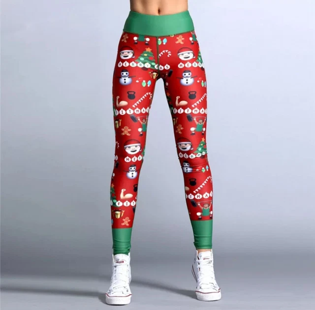 Leggings Natale per Ragazze e Donna Pantaloni Yoga Sportivi Stampati Digitalmente 3D 6