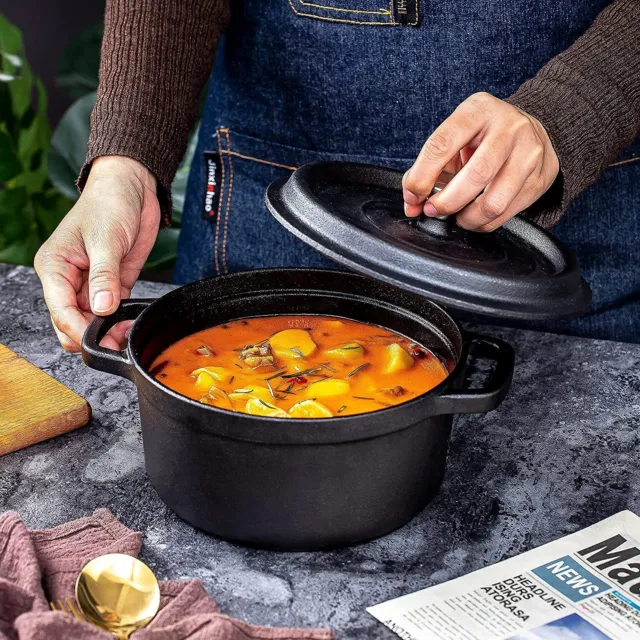 Cast Iron Casserole Pot Stew Dutch Oven Stock Pot Cooking Stove OpenFire Camping