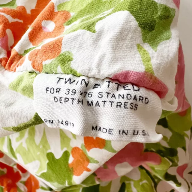 VTG 70 MOHAWK Cotton Twin Flat & Fitted SHEET MOD BLOSSOM FESTIVAL ...