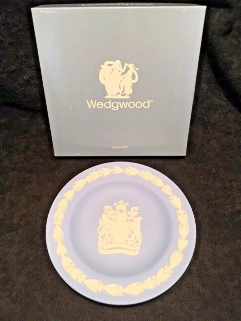 Wedgwood Blue Jasperware Bath Coat of Arms Round Tray