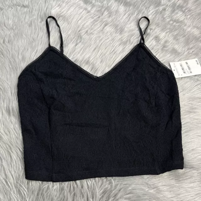 Hinge Womens Black Lace Crop Tank Top Size Small