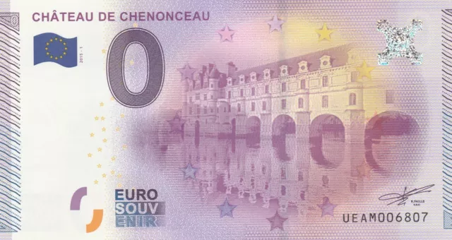 A 2015-1 Billet Euro Souvenir  - Ue Am - 37 150 Château De Chenonceau