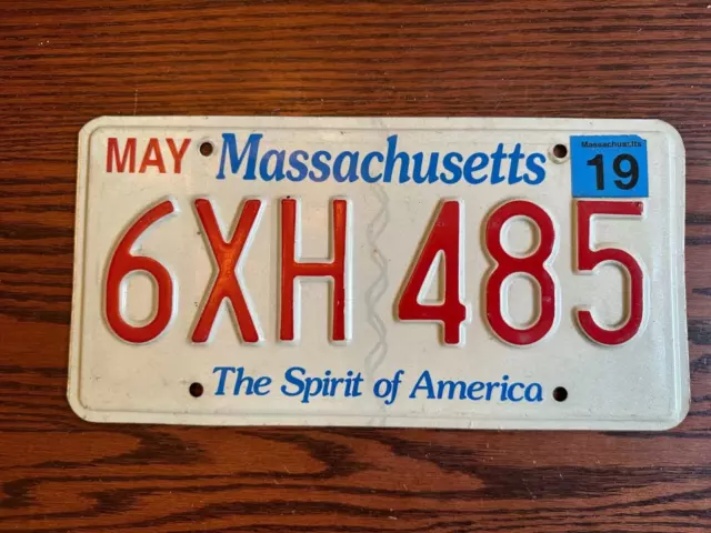 2019 Massachusetts License Plate 6XH 485 Spirit of America MA USA Authentic May