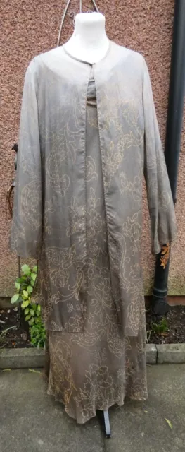 Nitya floaty bronze/copper maxi dress with long over jacket s 16
