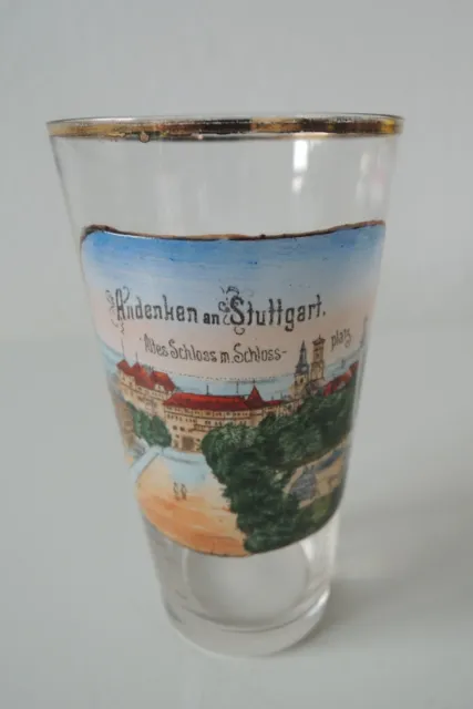ANDENKEN GLAS - ANDENKEN AN STUTTGART - Schloss und Schlossplatz - UM 1900