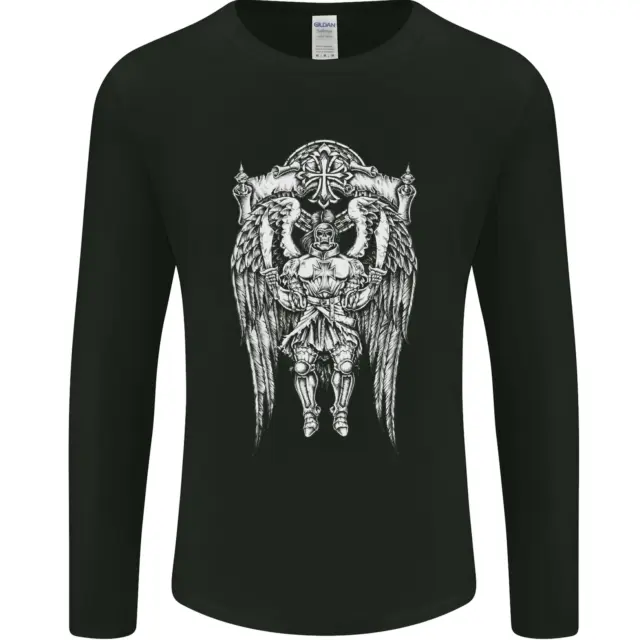 Knights Templar Skull Roman Warrior MMA Gym Mens Long Sleeve T-Shirt