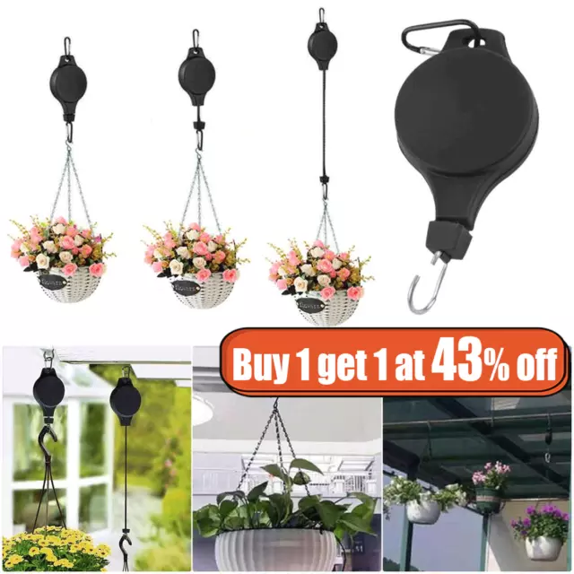 STRONG RETRACTABLE HANGING BASKET PULLEY Pull Down Plant Hanger