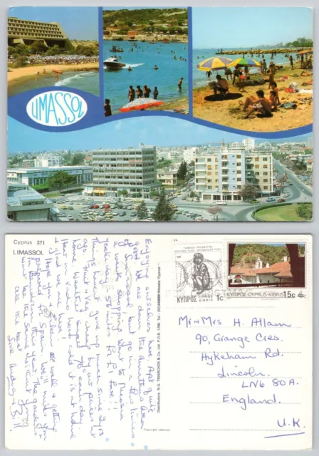 c24042  Limassol  Cyprus  postcard 1988 stamp
