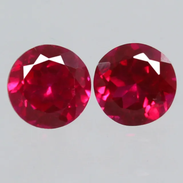 Natural MOGOK 5x5 mm Round Cut Pair Blood Red Ruby Unheated Certified Gemstones