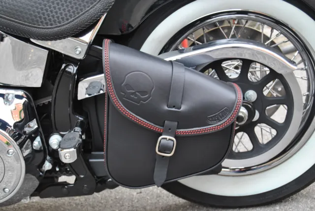 Saddle Bag Swing Arm Bag  For Harley Davidson Softail  Italian Leather Quality