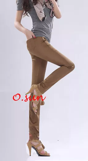 Women Brown Sexy Slim Skinny Jeans Pants Leggings trousers stretchy 100% Cotton