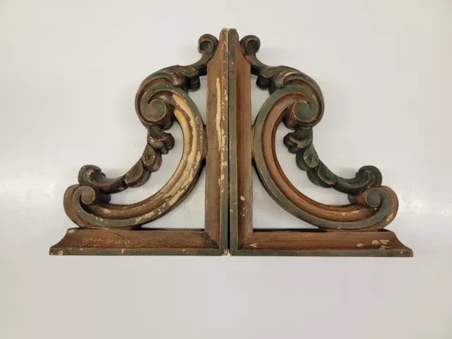 Pair Of Antique / Vintage Mantle Brackets Shelf Supports - Art Nouveau