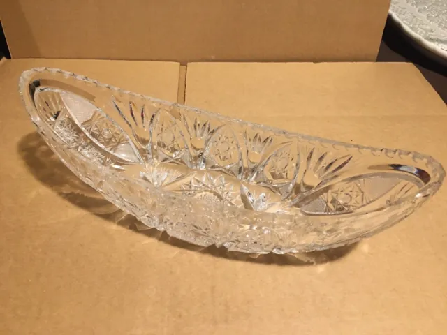 Beautiful Oblong ABP American Brilliant Cut Glass Crystal Hobson 12” Long Bowl