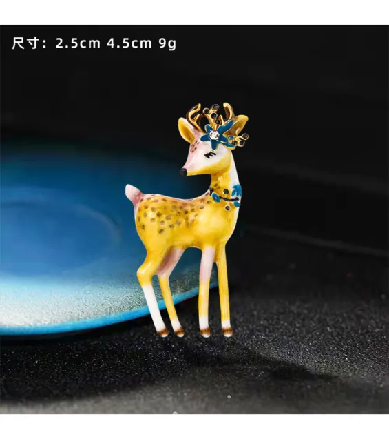 Art Deco Style Small Deer Brooch Enamel Animal Pin Fawn Broach Gift 2