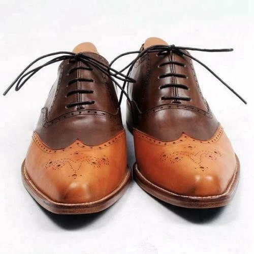 Chaussures Oxford Pour Homme En Cuir PU Bicolore - Semelle Caoutchouc Antidérapante - Style Classique à Lacets - 8