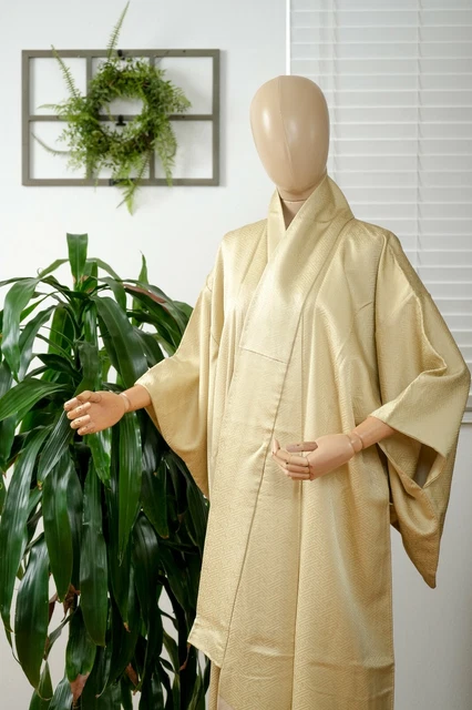 Dear Vanilla Japanese Silk Kimono Women's Robe Gown Authentic Japan Vintage Mint 2