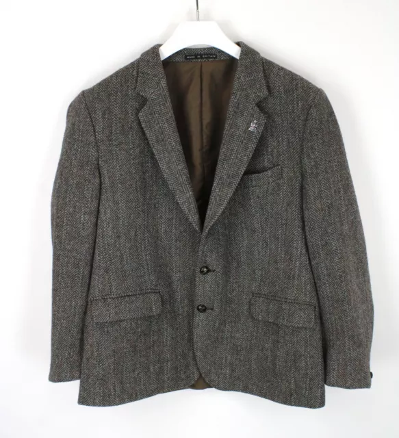 Harris Tweed Giacca Uomo ~ Grande Monopetto Lana con Motivo Foderato