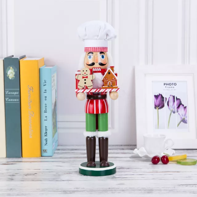 Weihnachten Holz handbemalt Koch Nussknacker mit Tablett Walnuss Puppen Dekor