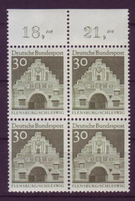 Bund 492 mit Oberrand 4er Block Deutsche Bauwerke groß 30 Pf postfrisch