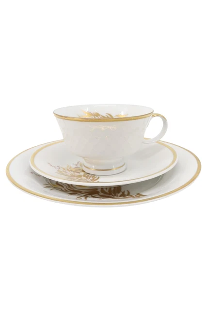 Cubierta de colección REICHENBACH decoración dorada porcelana blanca