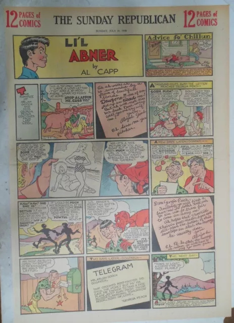 Li'l Abner Sunday by Al Capp from 7/31/1938 Rare! Full Size Page 15 x 22 inches