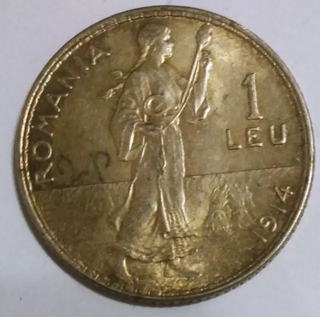Romania 1 Leu 1914 Silver Coin 1
