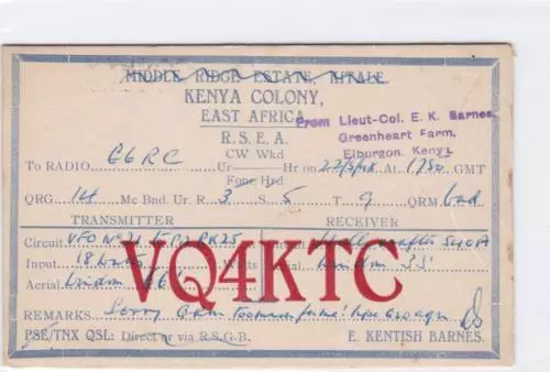 vintage qsl radio communication card  kenya colony 1948 ref r15333