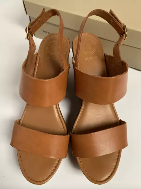 Dune Tan Wedge Summer Sandals Size 5