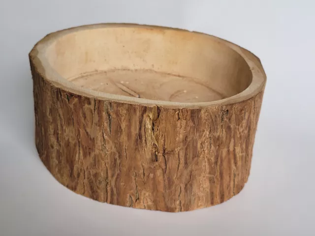 Carved Wooden Bark Bowl Wood Round Trencher Tray Rustic Home Decor
