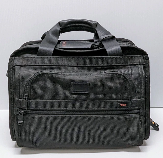 TUMI Black Alpha Expandable Organizer Laptop Brief Briefcase Bag 22155DH Nylon