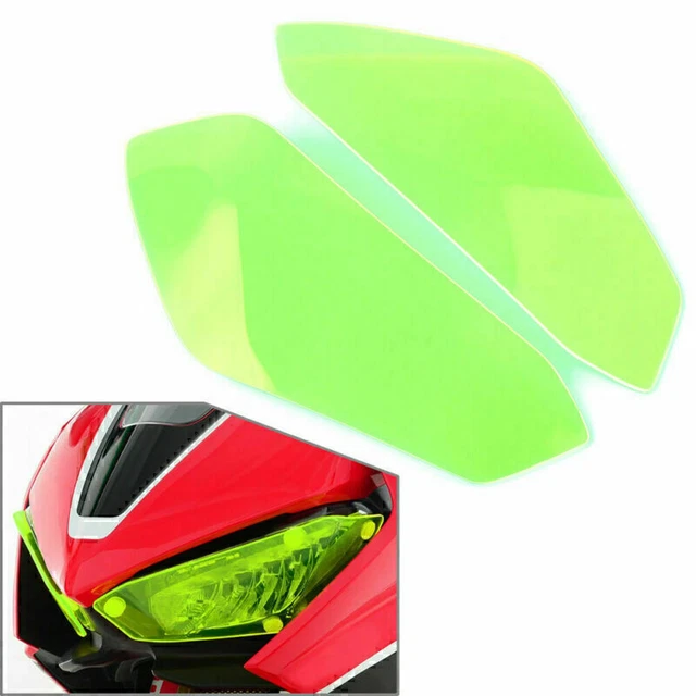 2 Pcs Headlight Guard Shield Smoke Green Lens Cover For Honda CBR1000RR 2017-20