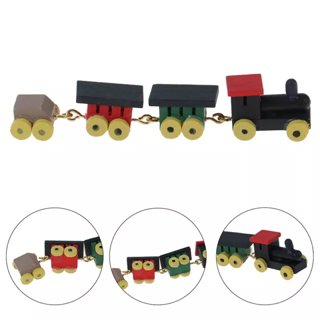 1Pc 1:12 Dollhouse Miniature Wooden Train Set Doll House Decor Toys/q