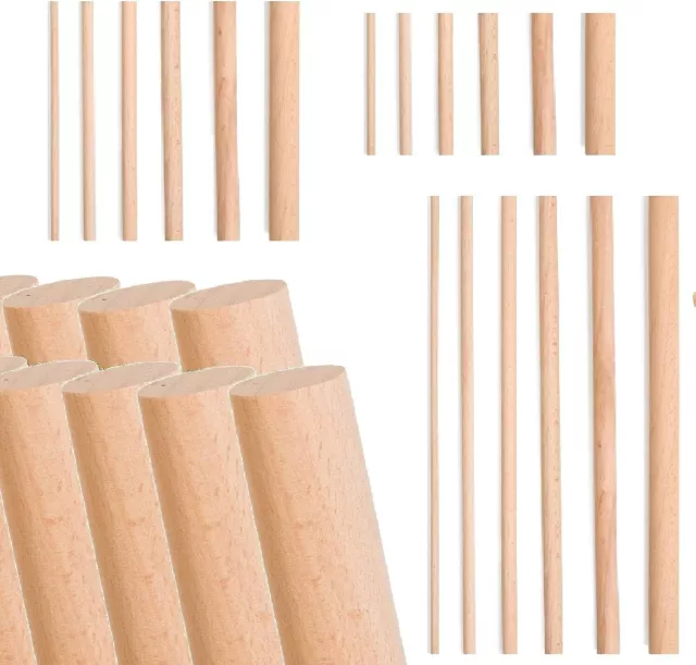 10 pieces 9mm x 30cm Oak Quality Wooden Dowel Rod Craft Pole Stick = 3 meters 3