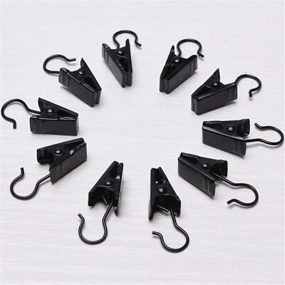 Pack of 10 Black Metal Iron Hanging Clips Clothings & Curtains Hook Hangers