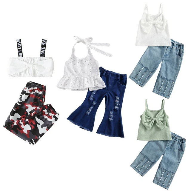 Toddler Girls Summer Outfit Clothes Tops Vest Pants Kids Casual Wear Children