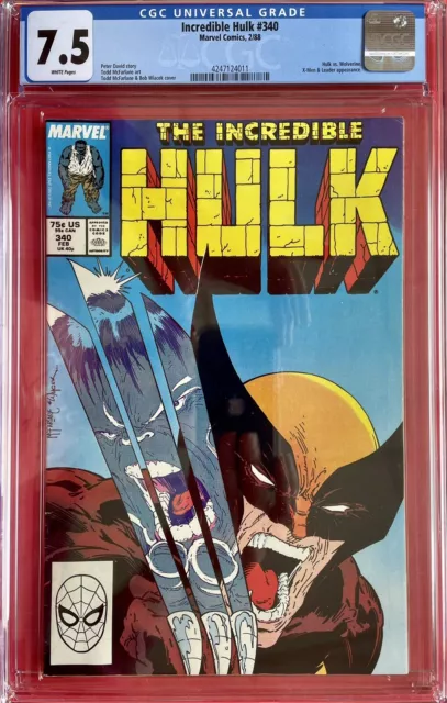 Incredible Hulk #340 CGC 7.5 Classic Iconic McFarlane Wolverine/Hulk Cover