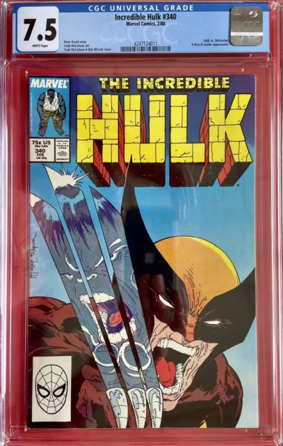 Incredible Hulk #340 CGC 7.5 klassische ikonische McFarlane Wolverine/Hulk Abdeckung